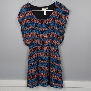 Mini Dress with Bright Southwestern Pattern, Small